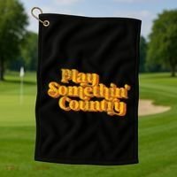 Play Something Country Music Saying Funny Retro 70S Golf Towel thumb 1