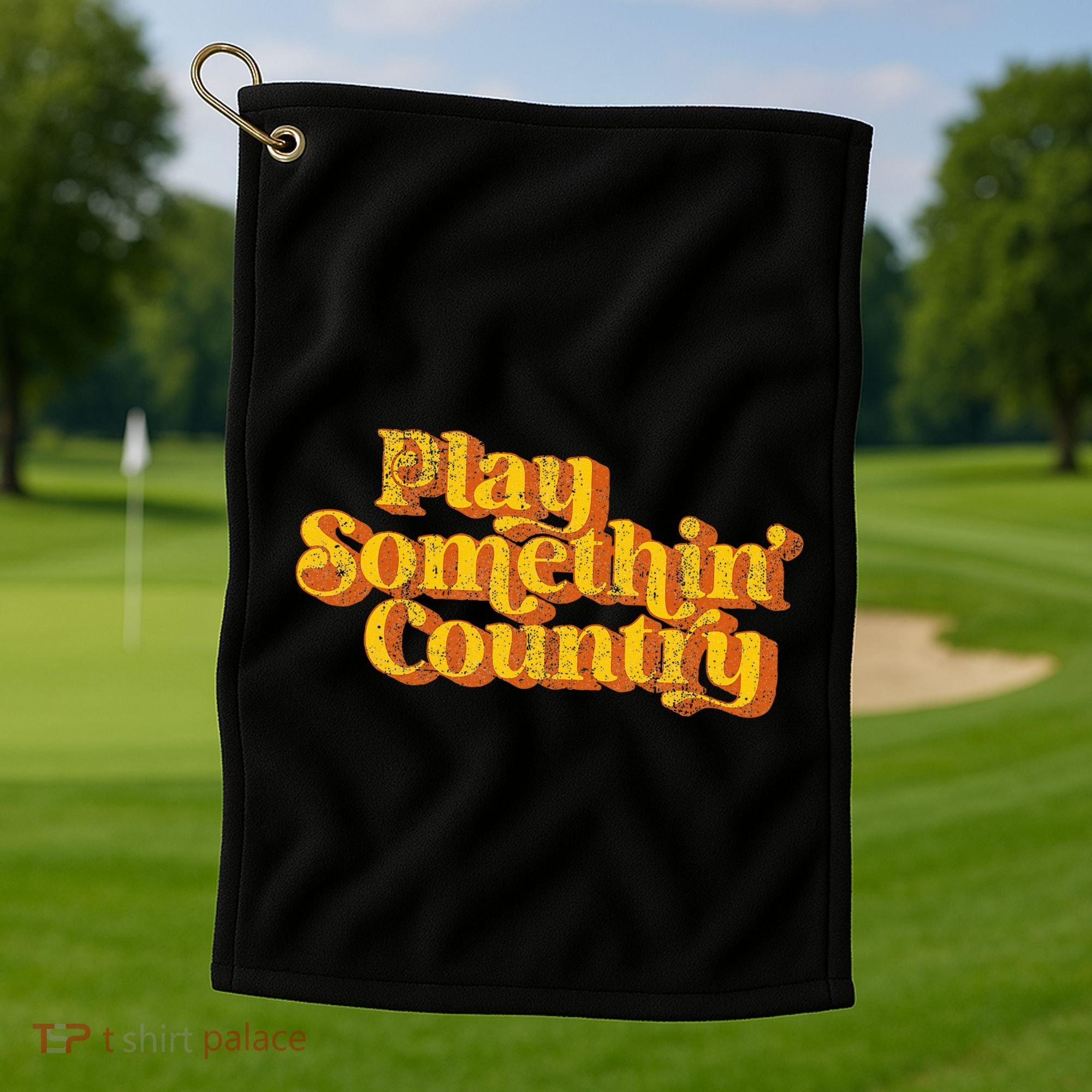 Play Something Country Music Saying Funny Retro 70S Golf Towel