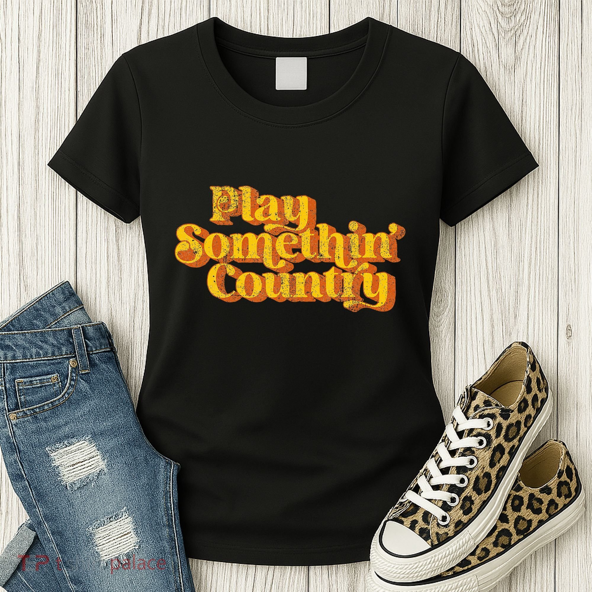 Play Something Country Music Saying Funny Retro 70S Women's T-Shirt