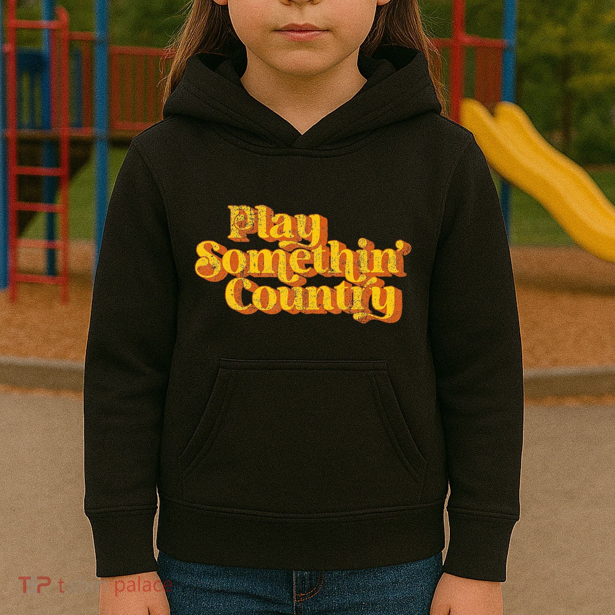 Play Something Country Music Saying Funny Retro 70S Kids Hoodie