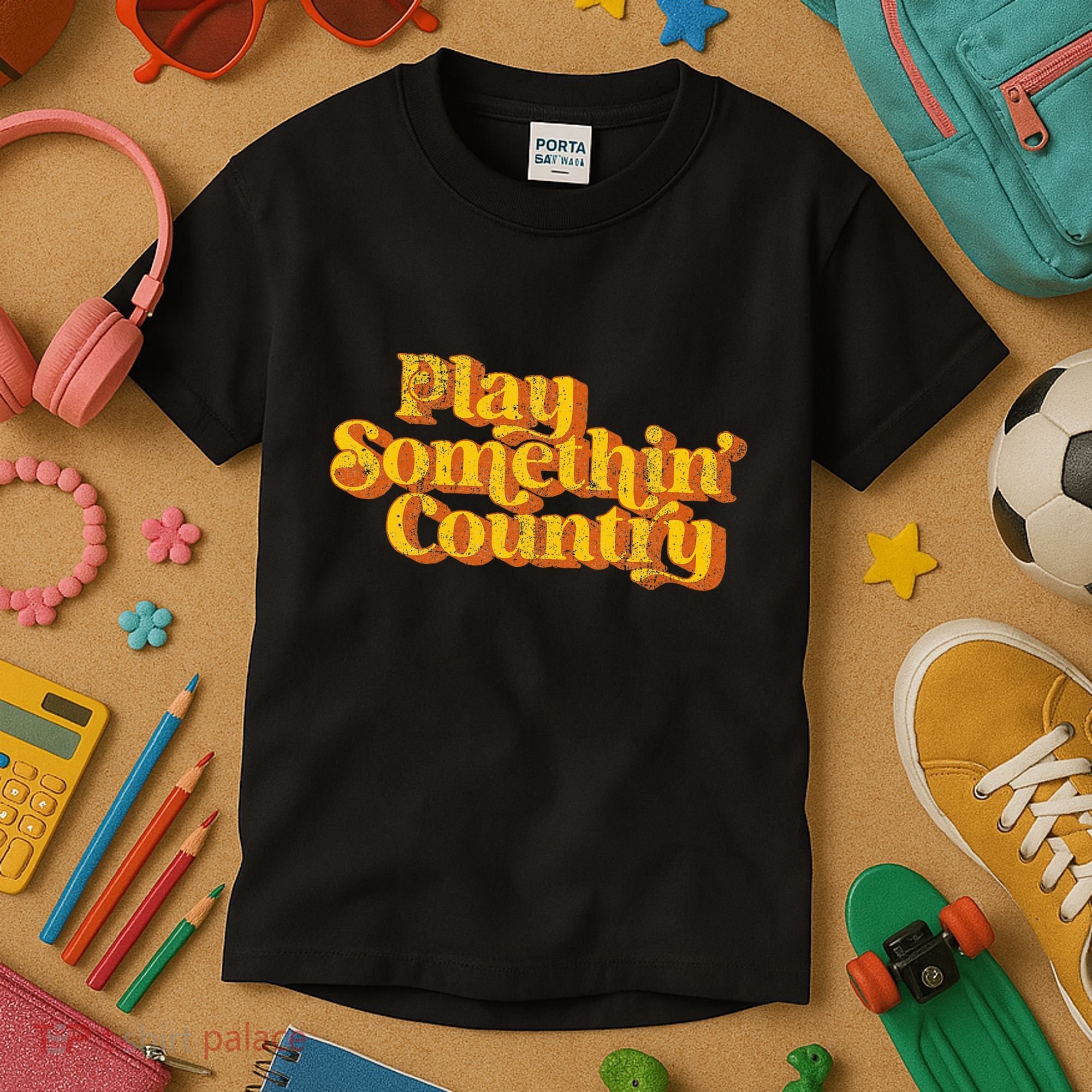 Play Something Country Music Saying Funny Retro 70S Kids T-Shirt