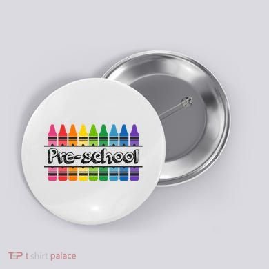 Pre School Colorful Crayons Back To School Button