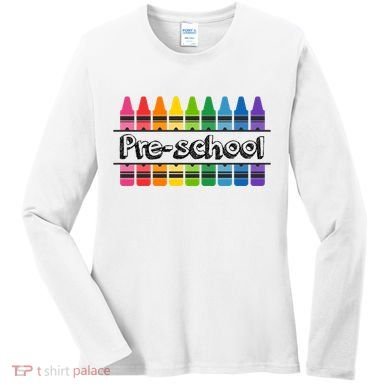 Pre School Colorful Crayons Back To School Women's Long Sleeve Shirt