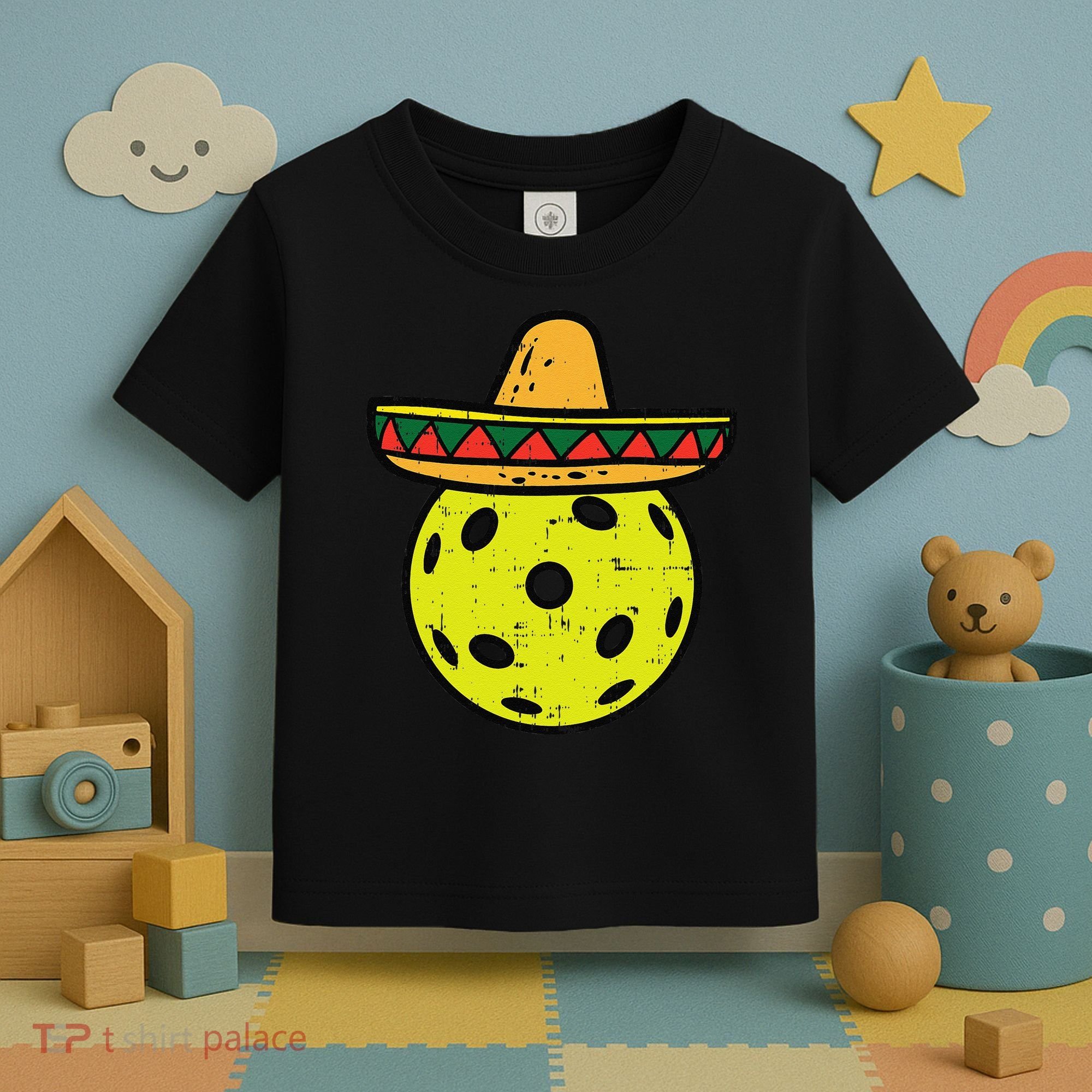 Pickleball Sombrero Cinco De Mayo Fiesta Sport Mexican Toddler T-Shirt