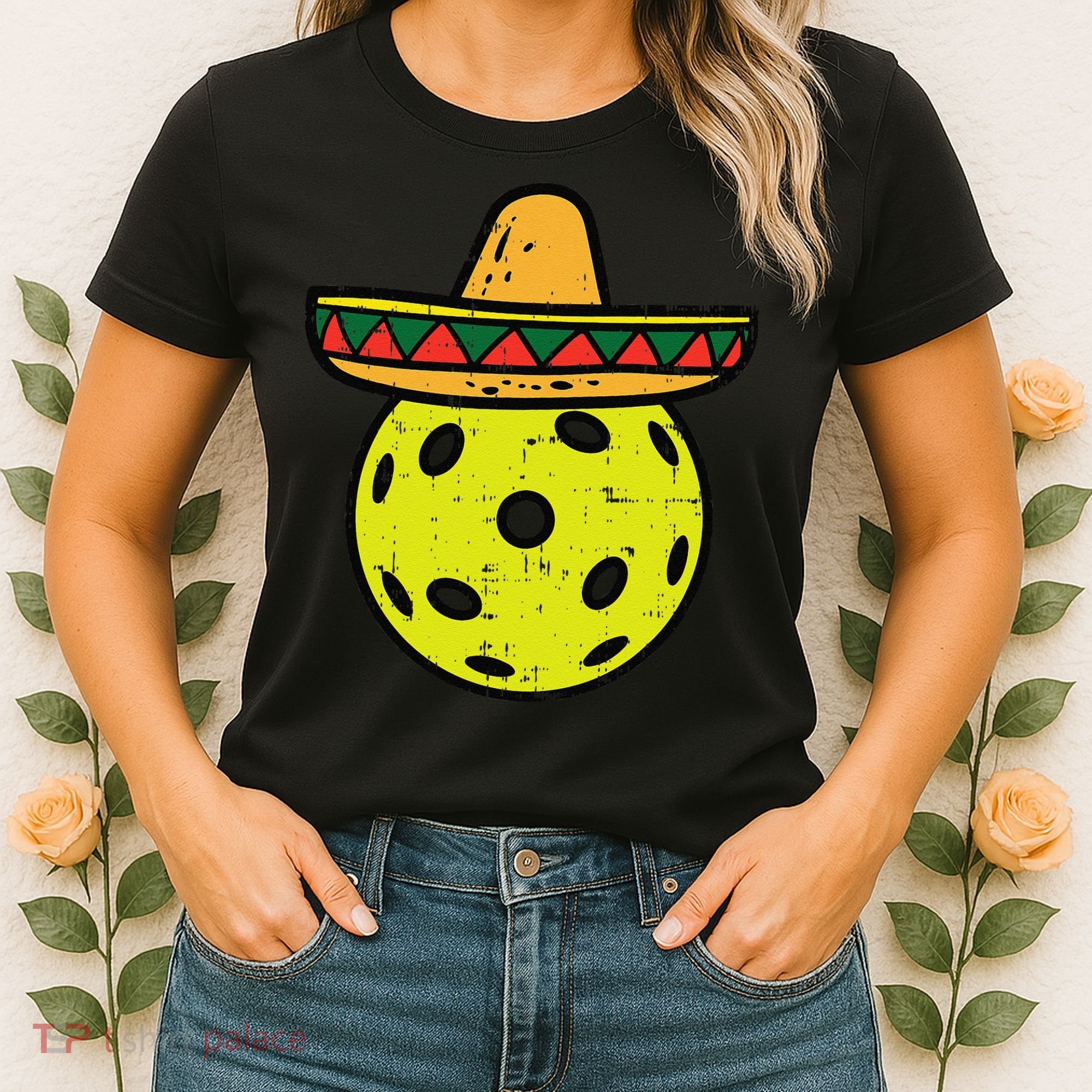 Pickleball Sombrero Cinco De Mayo Fiesta Sport Mexican Women's T-Shirt