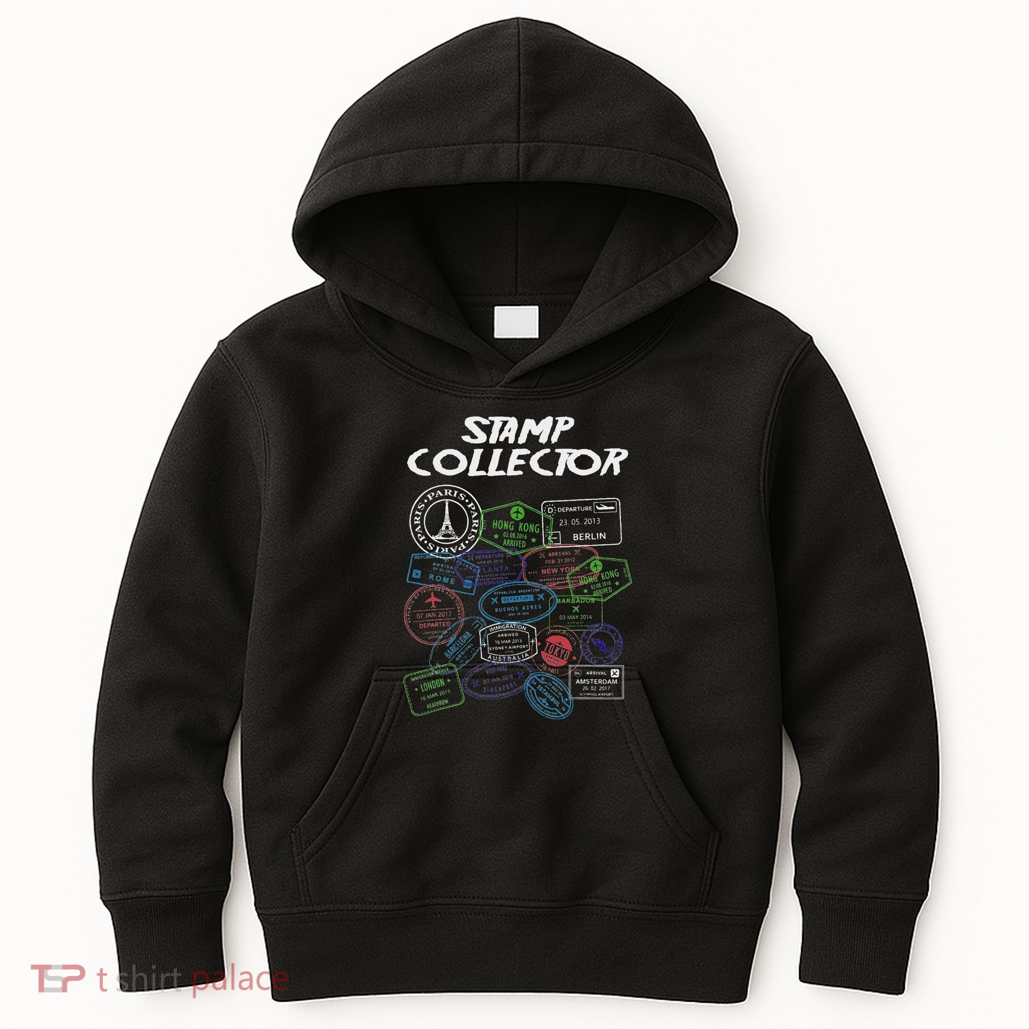 Passport Stamp Collector Wanderer And Adventurer Kids Hoodie