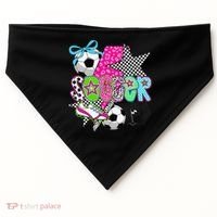 Preppy Soccer Coquette Checkered Star Mama USA-Made Doggie Bandana thumb 0