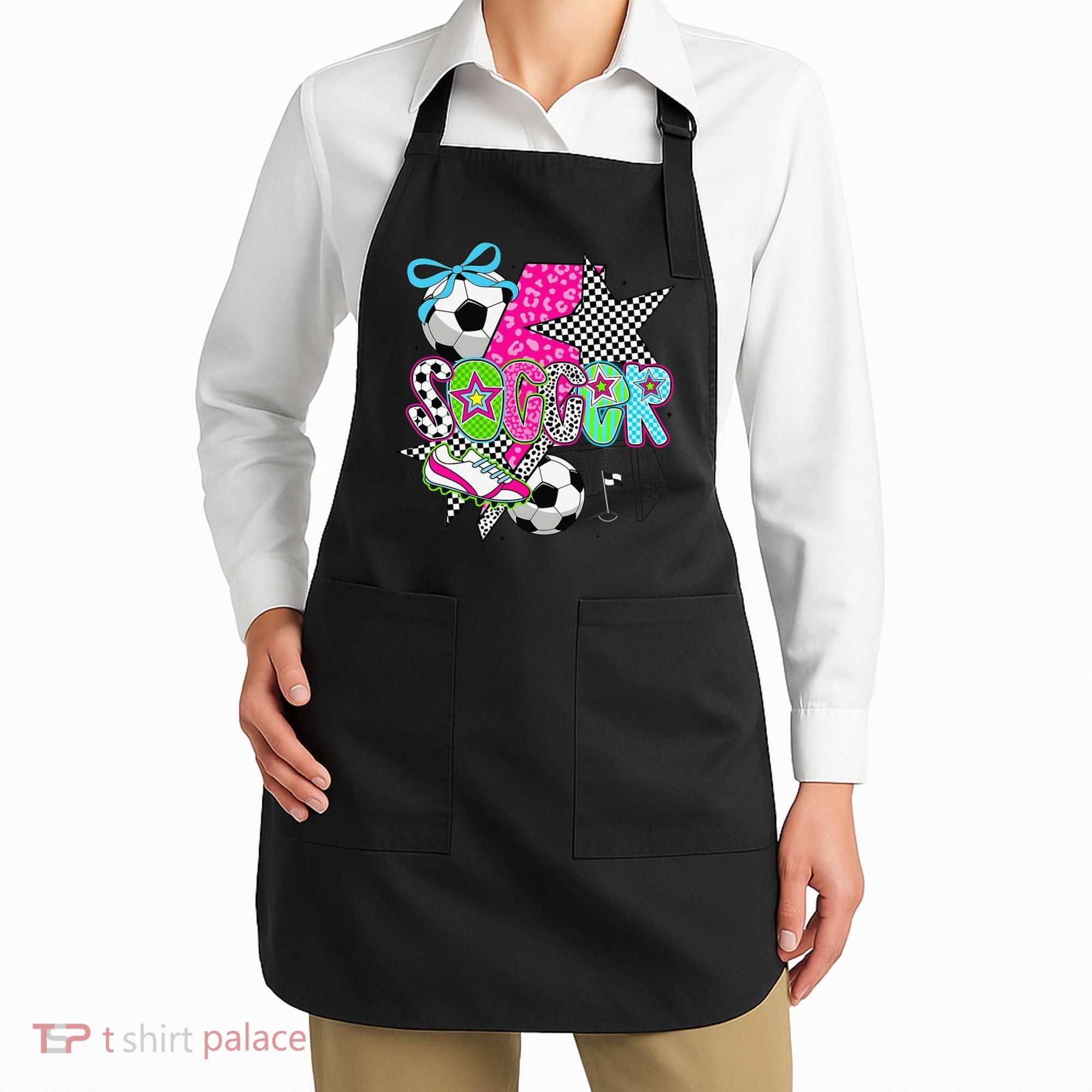Preppy Soccer Coquette Checkered Star Mama Apron