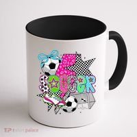Preppy Soccer Coquette Checkered Star Mama Coffee Mug thumb 1