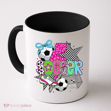 Preppy Soccer Coquette Checkered Star Mama Coffee Mug