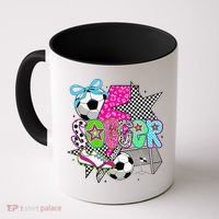 Preppy Soccer Coquette Checkered Star Mama Coffee Mug thumb 0