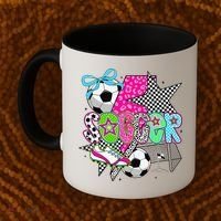 Preppy Soccer Coquette Checkered Star Mama Coffee Mug thumb 2