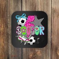 Preppy Soccer Coquette Checkered Star Mama Coaster thumb 0