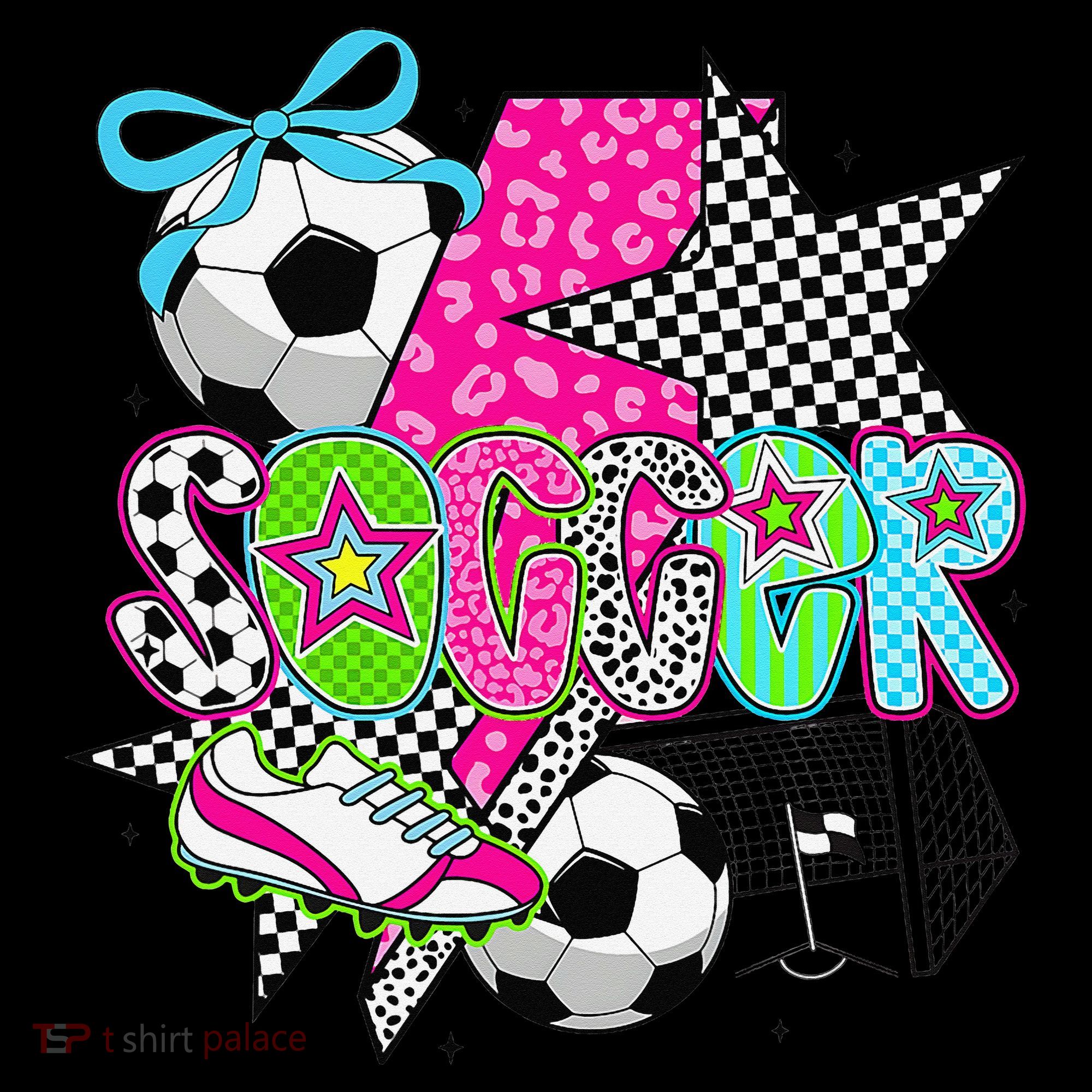 Preppy Soccer Coquette Checkered Star Mama Coaster