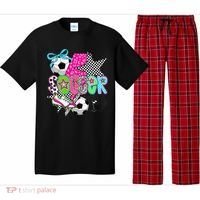Preppy Soccer Coquette Checkered Star Mama Pajama Set thumb 0