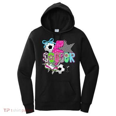 Preppy Soccer Coquette Checkered Star Mama Women's Hoodie