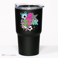 Preppy Soccer Coquette Checkered Star Mama Tumbler thumb 0