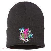 Preppy Soccer Coquette Checkered Star Mama Sustainable Knit Beanie thumb 0