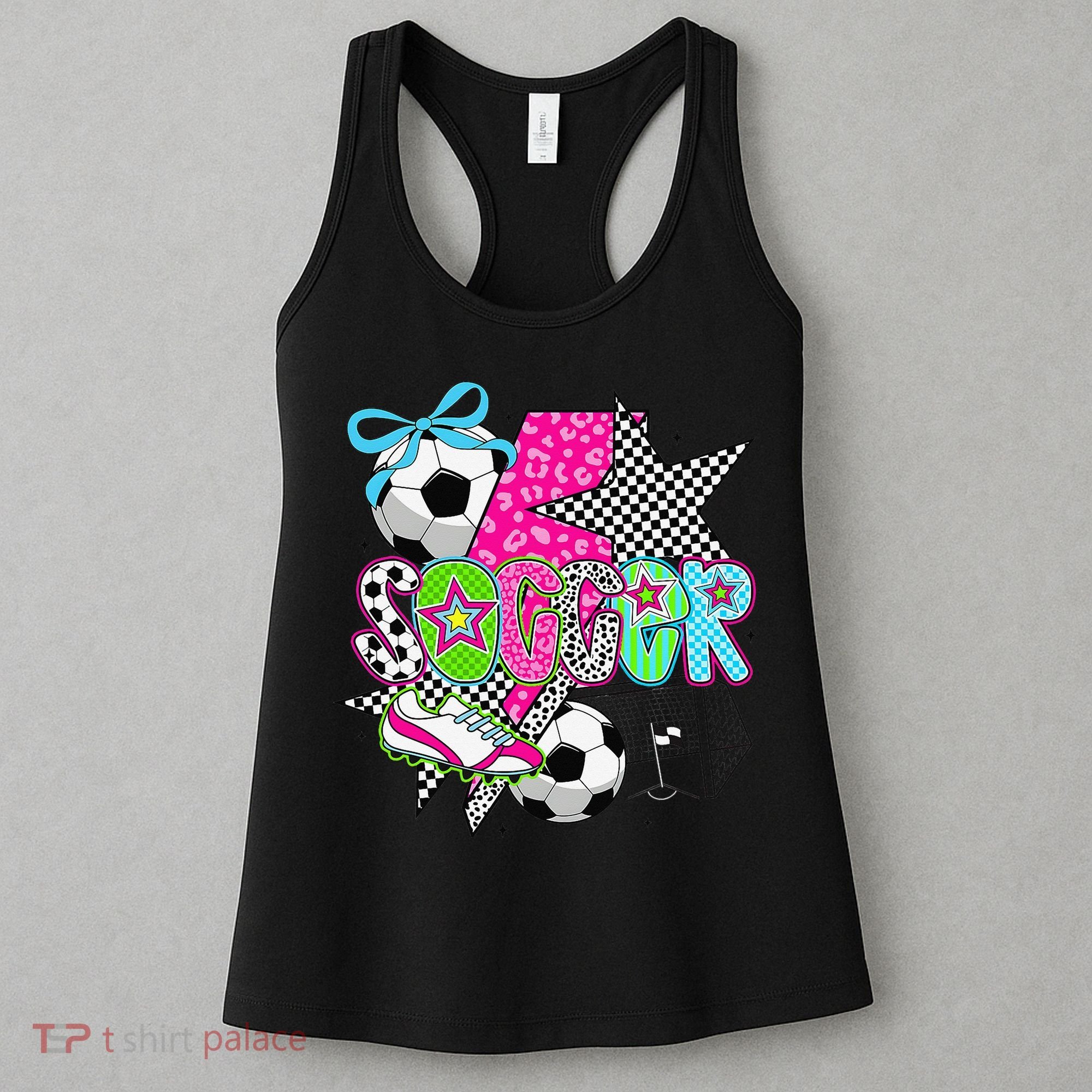 Preppy Soccer Coquette Checkered Star Mama Women's Tank Top