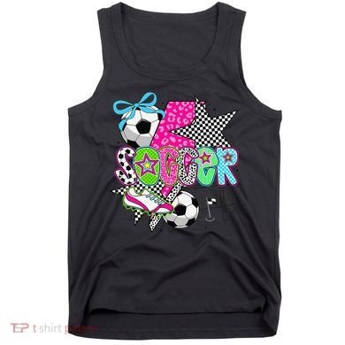 Preppy Soccer Coquette Checkered Star Mama Tank Top