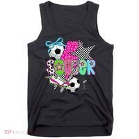 Preppy Soccer Coquette Checkered Star Mama Tank Top thumb 0