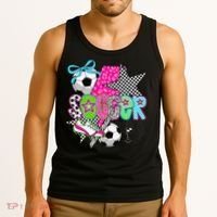 Preppy Soccer Coquette Checkered Star Mama Tank Top thumb 3