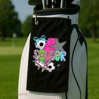 Preppy Soccer Coquette Checkered Star Mama Golf Towel thumb 2