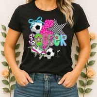 Preppy Soccer Coquette Checkered Star Mama Women's T-Shirt thumb 2