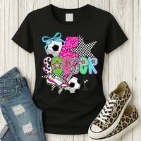 Preppy Soccer Coquette Checkered Star Mama Women's T-Shirt thumb 3