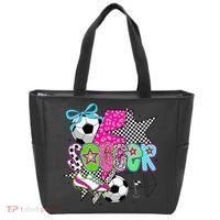 Preppy Soccer Coquette Checkered Star Mama Tote Bag thumb 0