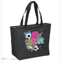 Preppy Soccer Coquette Checkered Star Mama Tote Bag thumb 2