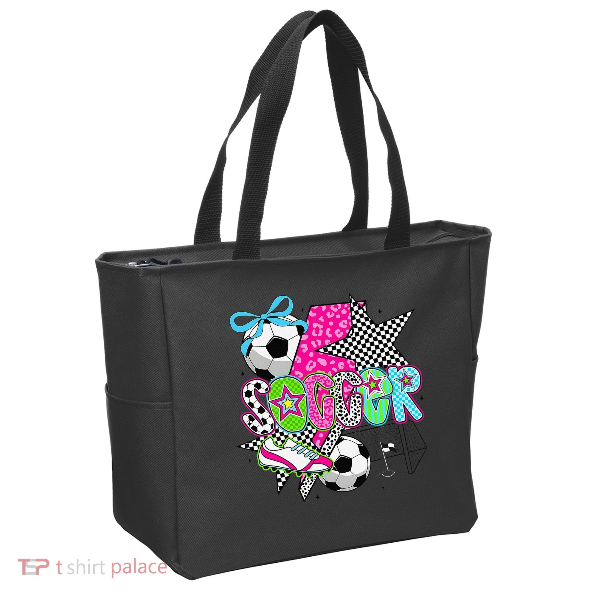 Preppy Soccer Coquette Checkered Star Mama Tote Bag