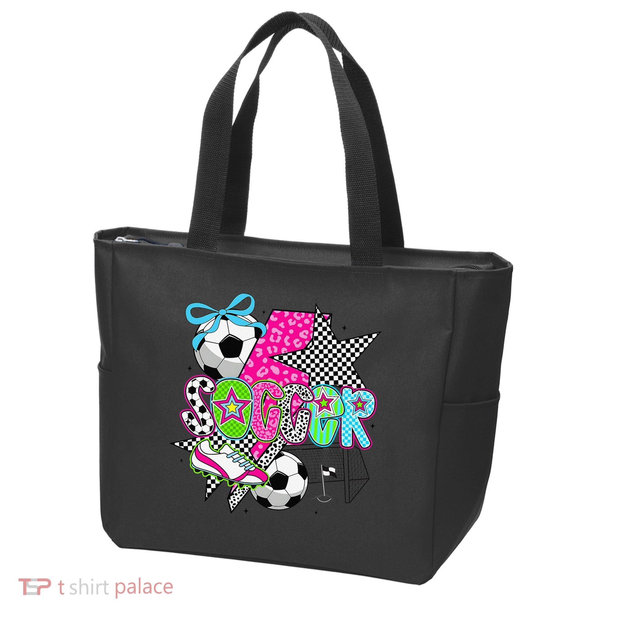 Preppy Soccer Coquette Checkered Star Mama Tote Bag