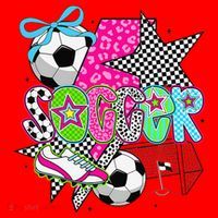 Preppy Soccer Coquette Checkered Star Mama Santa Hat thumb 1