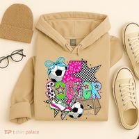 Preppy Soccer Coquette Checkered Star Mama Hoodie thumb 4