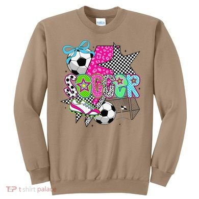 Preppy Soccer Coquette Checkered Star Mama Sweatshirt