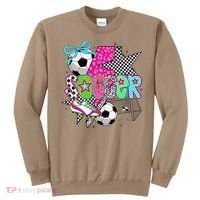 Preppy Soccer Coquette Checkered Star Mama Sweatshirt thumb 0