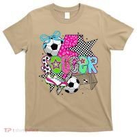 Preppy Soccer Coquette Checkered Star Mama T-Shirt thumb 0