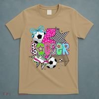 Preppy Soccer Coquette Checkered Star Mama T-Shirt thumb 5