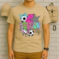 Preppy Soccer Coquette Checkered Star Mama T-Shirt thumb 6
