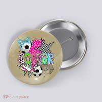 Preppy Soccer Coquette Checkered Star Mama Button thumb 0