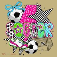 Preppy Soccer Coquette Checkered Star Mama Button thumb 1