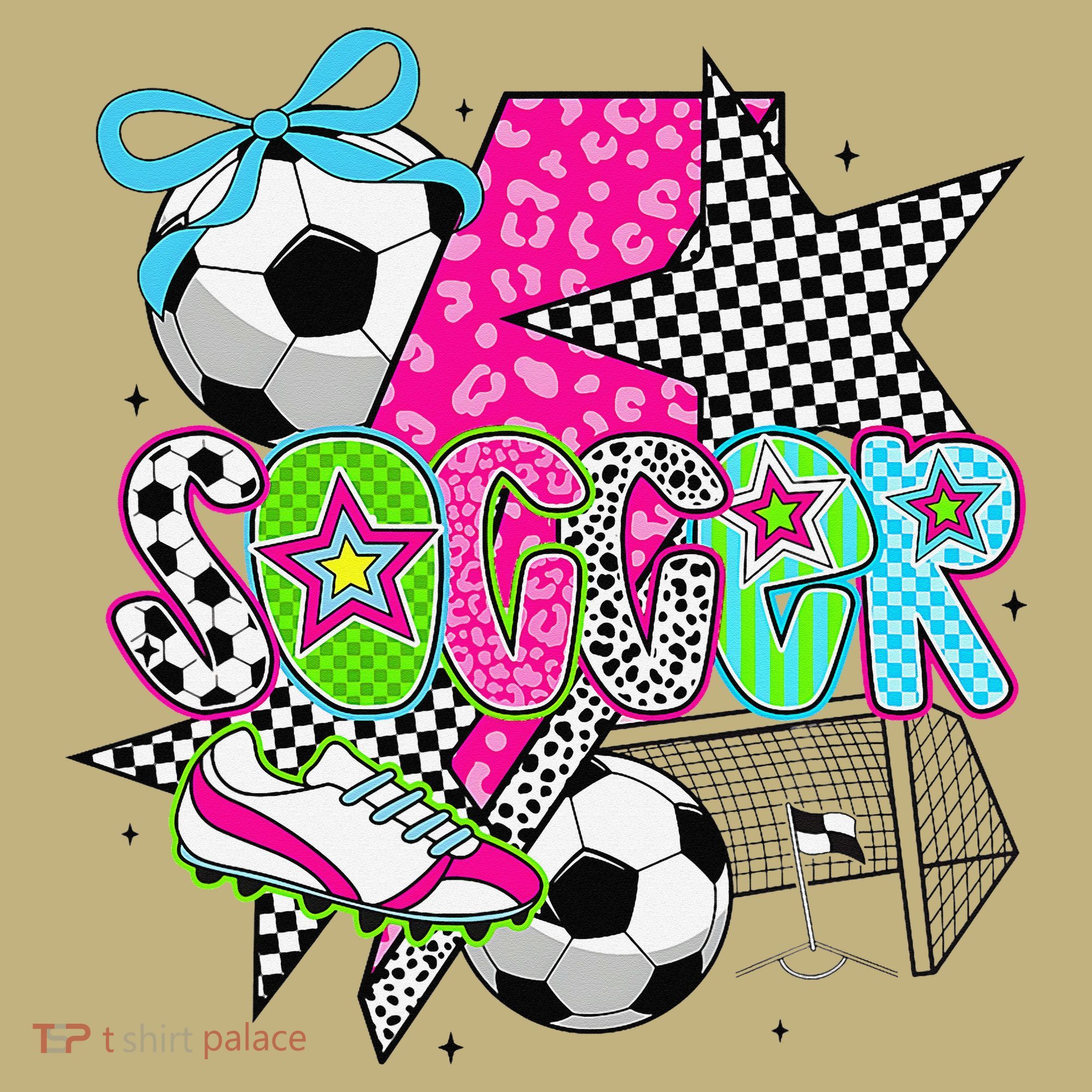 Preppy Soccer Coquette Checkered Star Mama Mousepad