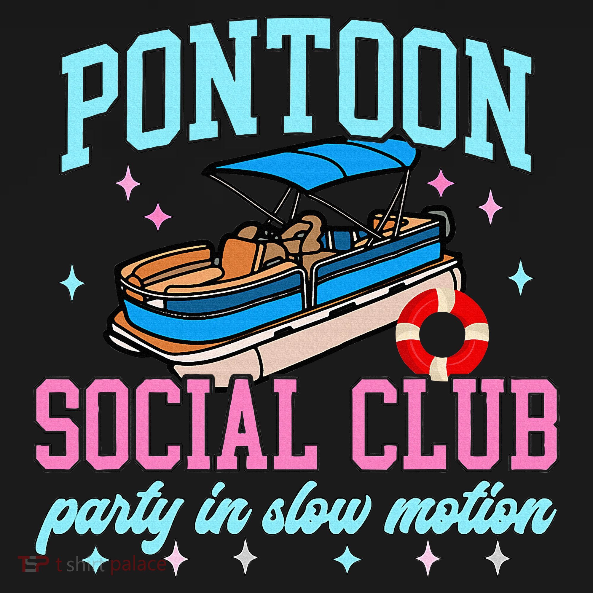 Pontoon Social Club Party In Slow Motion Pontoon Boat T-Shirt