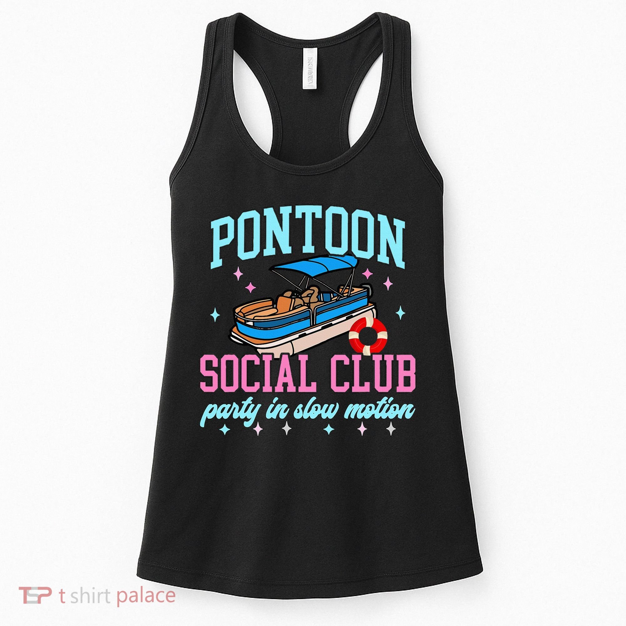 Pontoon Social Club Party In Slow Motion Pontoon Boat Women's Tank Top