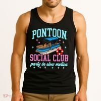 Pontoon Social Club Party In Slow Motion Pontoon Boat Tank Top thumb 3