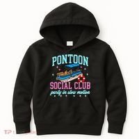 Pontoon Social Club Party In Slow Motion Pontoon Boat Kids Hoodie thumb 0