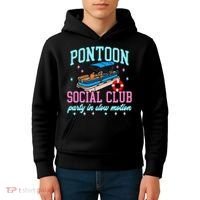 Pontoon Social Club Party In Slow Motion Pontoon Boat Kids Hoodie thumb 4