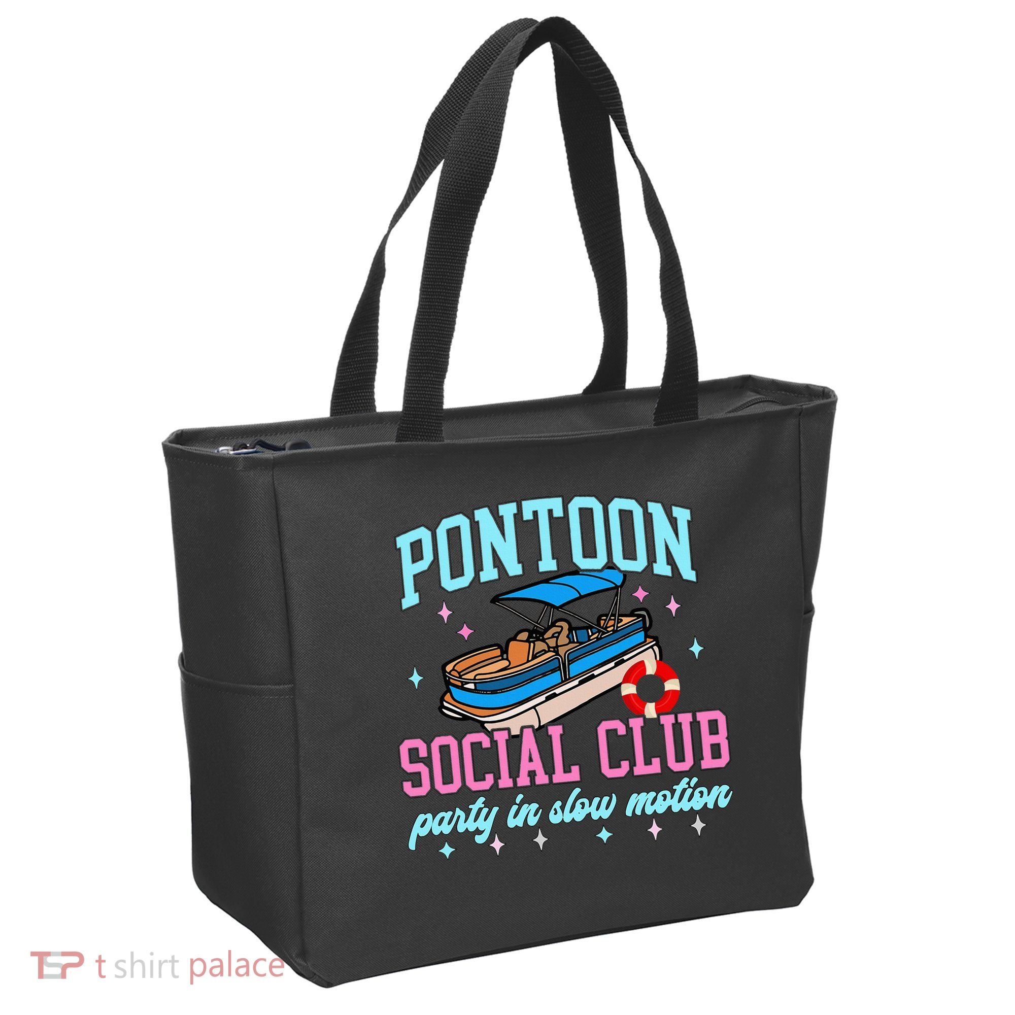 Pontoon Social Club Party In Slow Motion Pontoon Boat Tote Bag