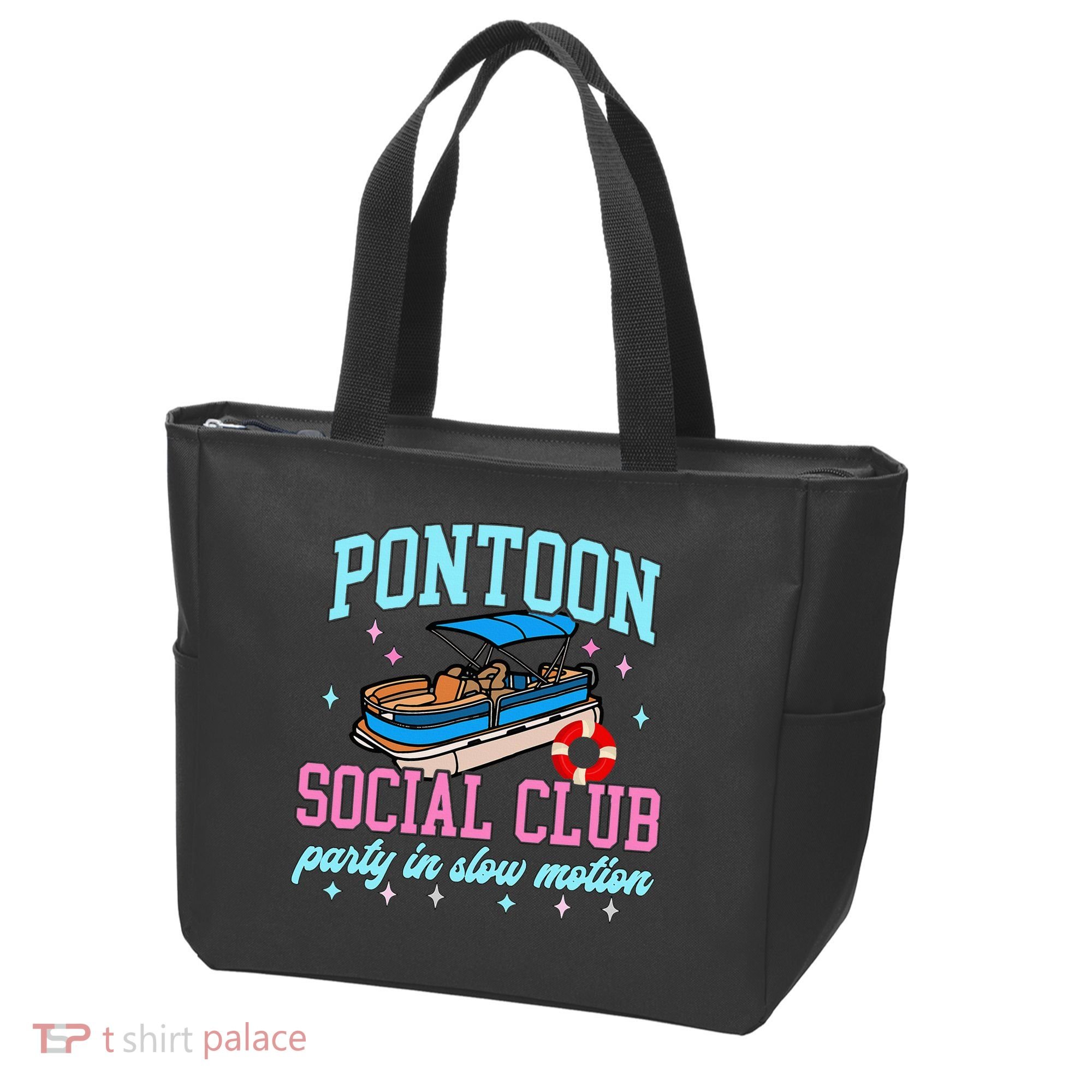 Pontoon Social Club Party In Slow Motion Pontoon Boat Tote Bag